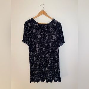 Rewind XL Black Mini Dress with White Florals